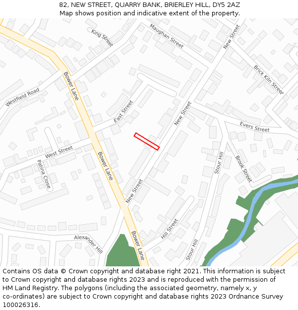 82, NEW STREET, QUARRY BANK, BRIERLEY HILL, DY5 2AZ: Location map and indicative extent of plot