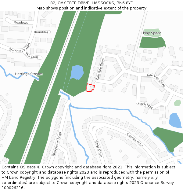 82, OAK TREE DRIVE, HASSOCKS, BN6 8YD: Location map and indicative extent of plot