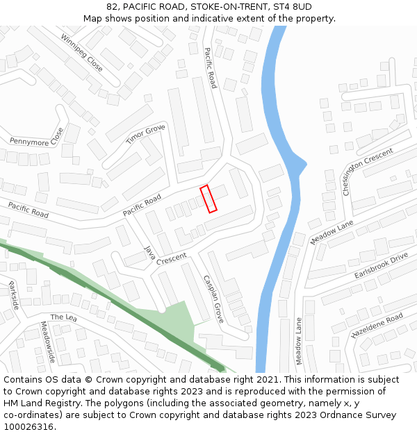 82, PACIFIC ROAD, STOKE-ON-TRENT, ST4 8UD: Location map and indicative extent of plot