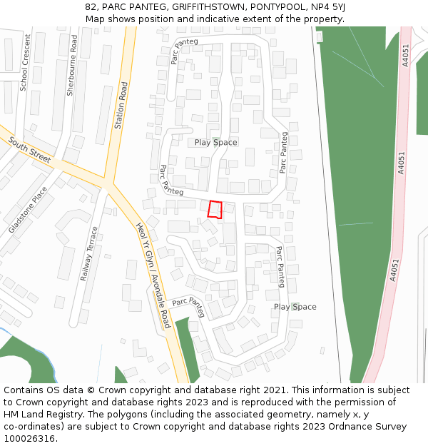 82, PARC PANTEG, GRIFFITHSTOWN, PONTYPOOL, NP4 5YJ: Location map and indicative extent of plot