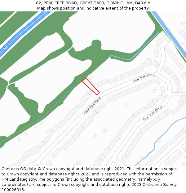 82, PEAR TREE ROAD, GREAT BARR, BIRMINGHAM, B43 6JA: Location map and indicative extent of plot