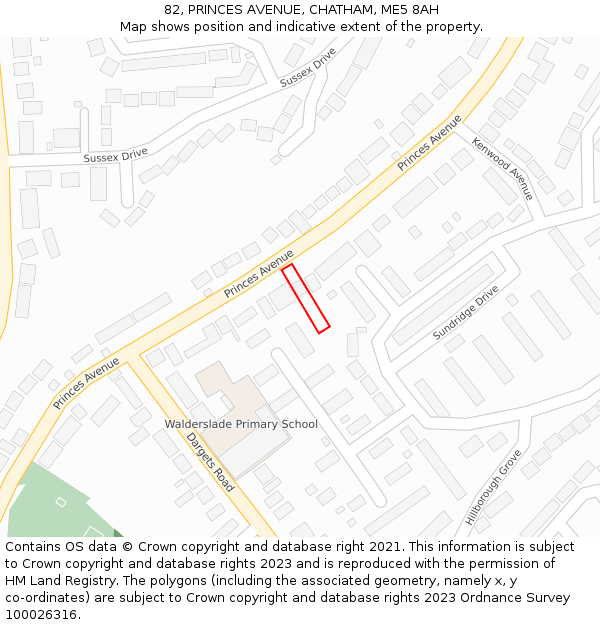 82, PRINCES AVENUE, CHATHAM, ME5 8AH: Location map and indicative extent of plot
