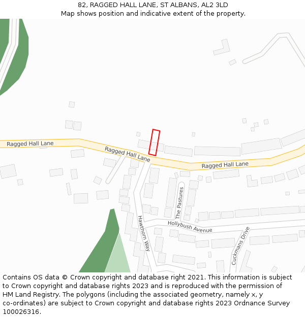 82, RAGGED HALL LANE, ST ALBANS, AL2 3LD: Location map and indicative extent of plot