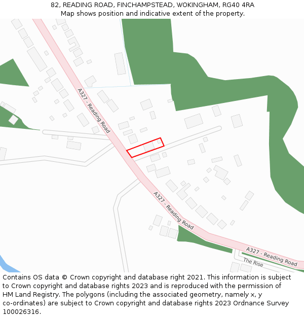 82, READING ROAD, FINCHAMPSTEAD, WOKINGHAM, RG40 4RA: Location map and indicative extent of plot