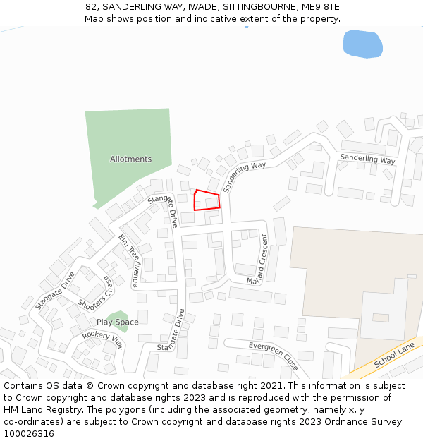 82, SANDERLING WAY, IWADE, SITTINGBOURNE, ME9 8TE: Location map and indicative extent of plot