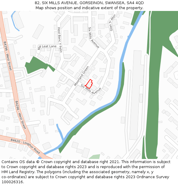 82, SIX MILLS AVENUE, GORSEINON, SWANSEA, SA4 4QD: Location map and indicative extent of plot