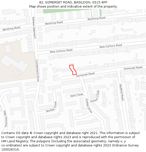 82, SOMERSET ROAD, BASILDON, SS15 6PP: Location map and indicative extent of plot