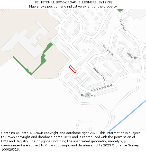 82, TETCHILL BROOK ROAD, ELLESMERE, SY12 0FJ: Location map and indicative extent of plot