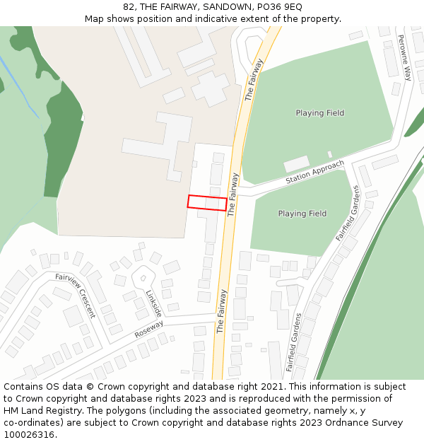 82, THE FAIRWAY, SANDOWN, PO36 9EQ: Location map and indicative extent of plot