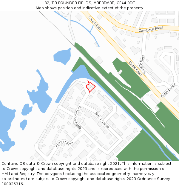 82, TIR FOUNDER FIELDS, ABERDARE, CF44 0DT: Location map and indicative extent of plot