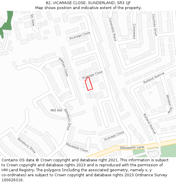 82, VICARAGE CLOSE, SUNDERLAND, SR3 1JF: Location map and indicative extent of plot