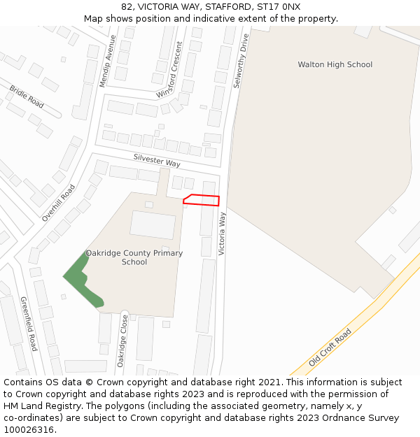 82, VICTORIA WAY, STAFFORD, ST17 0NX: Location map and indicative extent of plot