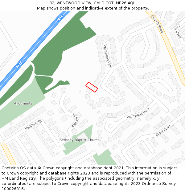 82, WENTWOOD VIEW, CALDICOT, NP26 4QH: Location map and indicative extent of plot