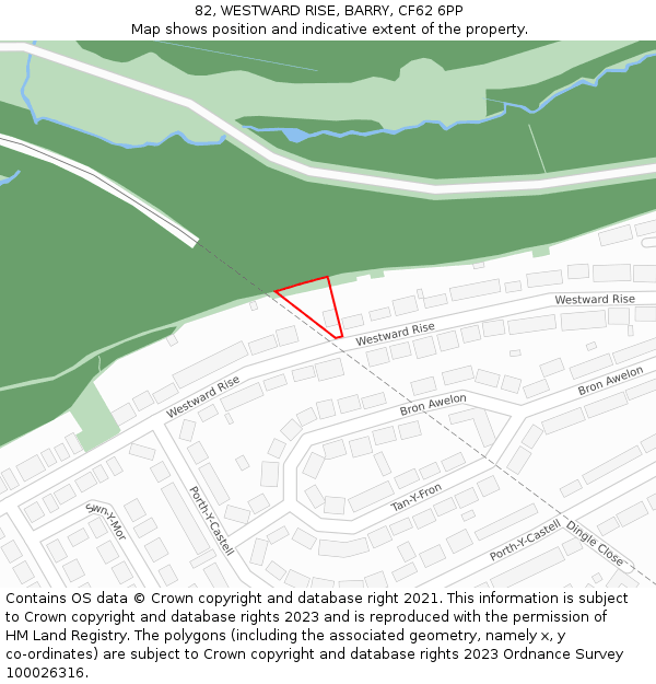 82, WESTWARD RISE, BARRY, CF62 6PP: Location map and indicative extent of plot