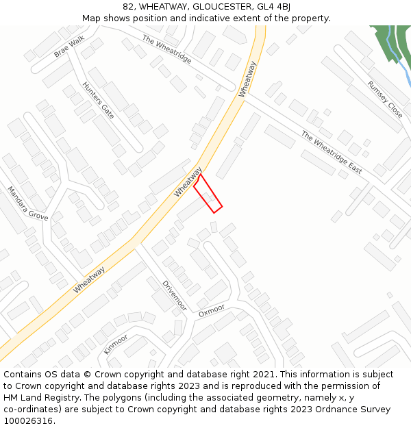 82, WHEATWAY, GLOUCESTER, GL4 4BJ: Location map and indicative extent of plot