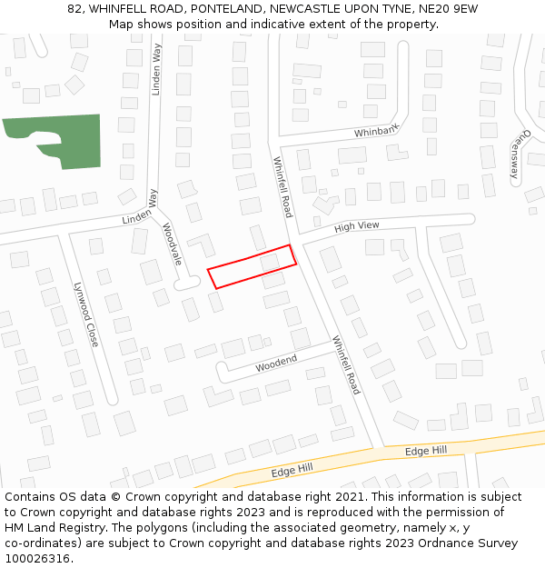 82, WHINFELL ROAD, PONTELAND, NEWCASTLE UPON TYNE, NE20 9EW: Location map and indicative extent of plot