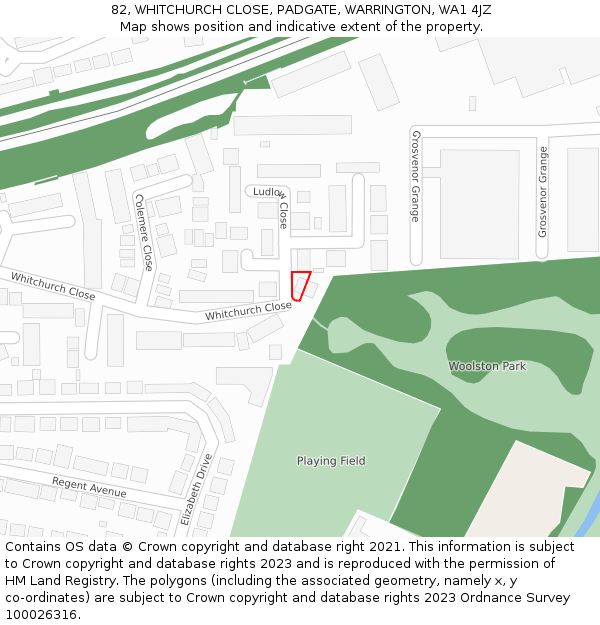 82, WHITCHURCH CLOSE, PADGATE, WARRINGTON, WA1 4JZ: Location map and indicative extent of plot
