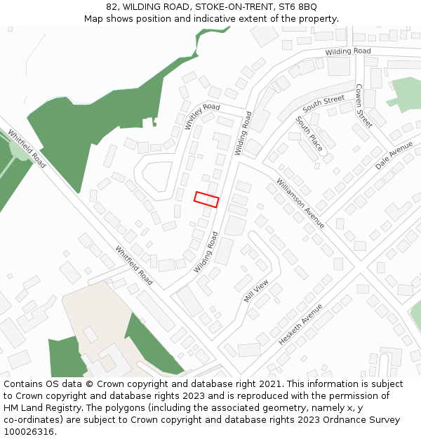 82, WILDING ROAD, STOKE-ON-TRENT, ST6 8BQ: Location map and indicative extent of plot