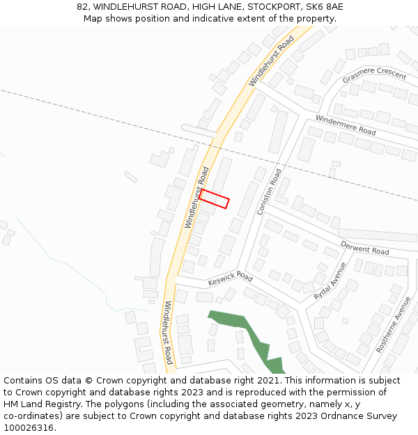 82, WINDLEHURST ROAD, HIGH LANE, STOCKPORT, SK6 8AE: Location map and indicative extent of plot