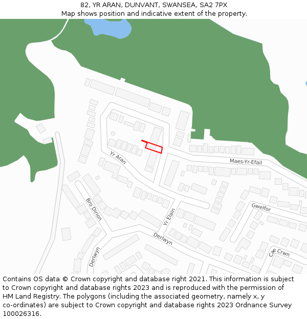 82, YR ARAN, DUNVANT, SWANSEA, SA2 7PX: Location map and indicative extent of plot