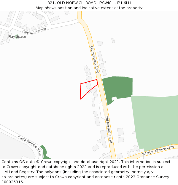 821, OLD NORWICH ROAD, IPSWICH, IP1 6LH: Location map and indicative extent of plot