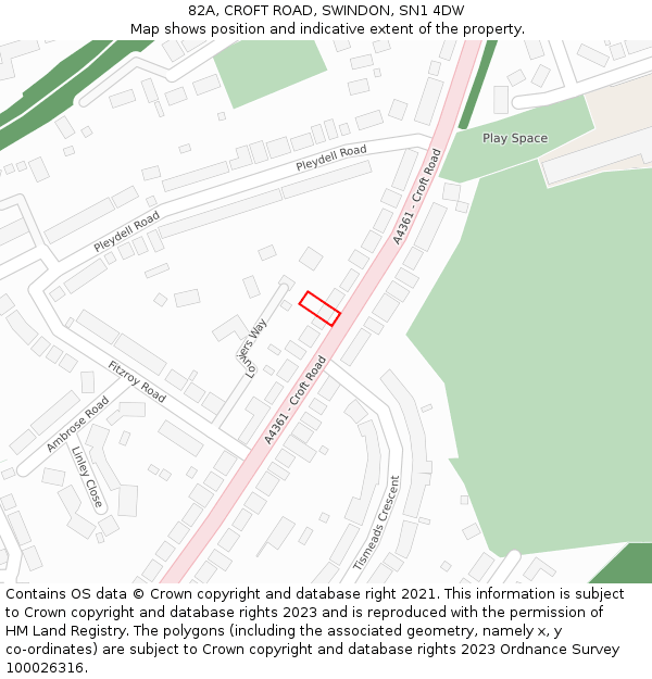 82A, CROFT ROAD, SWINDON, SN1 4DW: Location map and indicative extent of plot