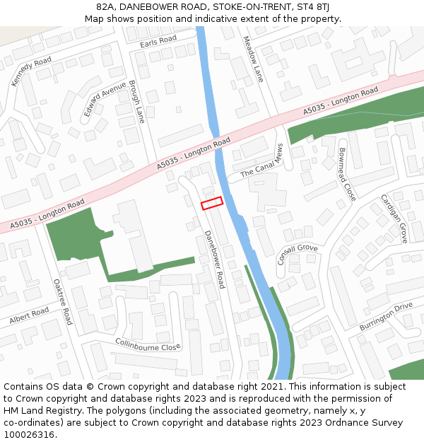 82A, DANEBOWER ROAD, STOKE-ON-TRENT, ST4 8TJ: Location map and indicative extent of plot