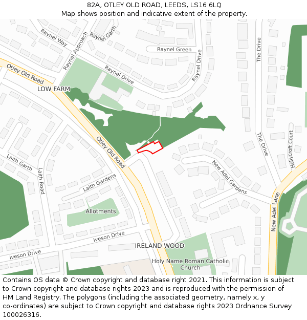 82A, OTLEY OLD ROAD, LEEDS, LS16 6LQ: Location map and indicative extent of plot