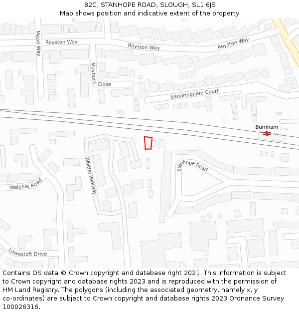 82C, STANHOPE ROAD, SLOUGH, SL1 6JS: Location map and indicative extent of plot