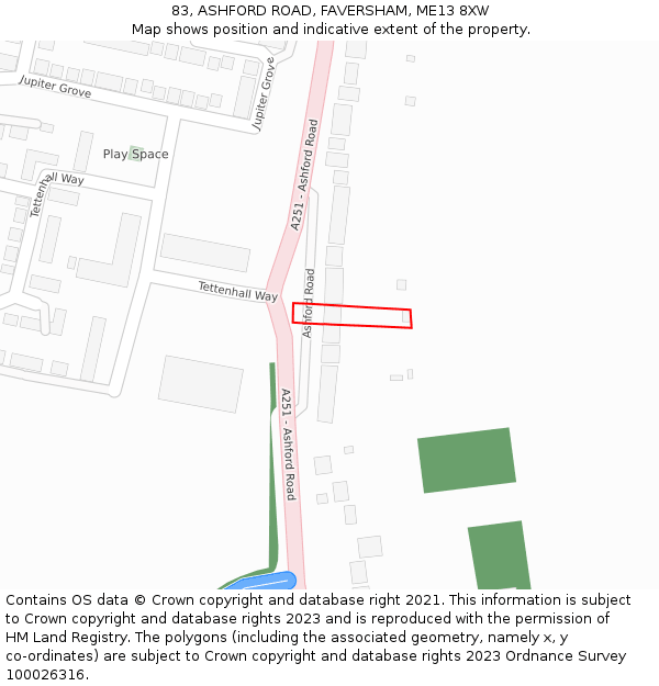 83, ASHFORD ROAD, FAVERSHAM, ME13 8XW: Location map and indicative extent of plot