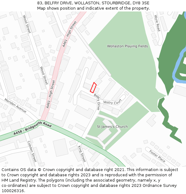 83, BELFRY DRIVE, WOLLASTON, STOURBRIDGE, DY8 3SE: Location map and indicative extent of plot