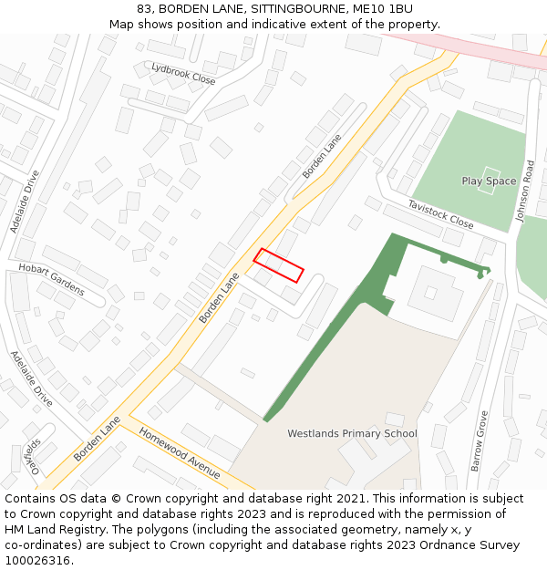 83, BORDEN LANE, SITTINGBOURNE, ME10 1BU: Location map and indicative extent of plot