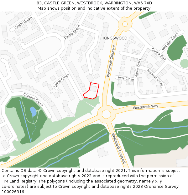 83, CASTLE GREEN, WESTBROOK, WARRINGTON, WA5 7XB: Location map and indicative extent of plot