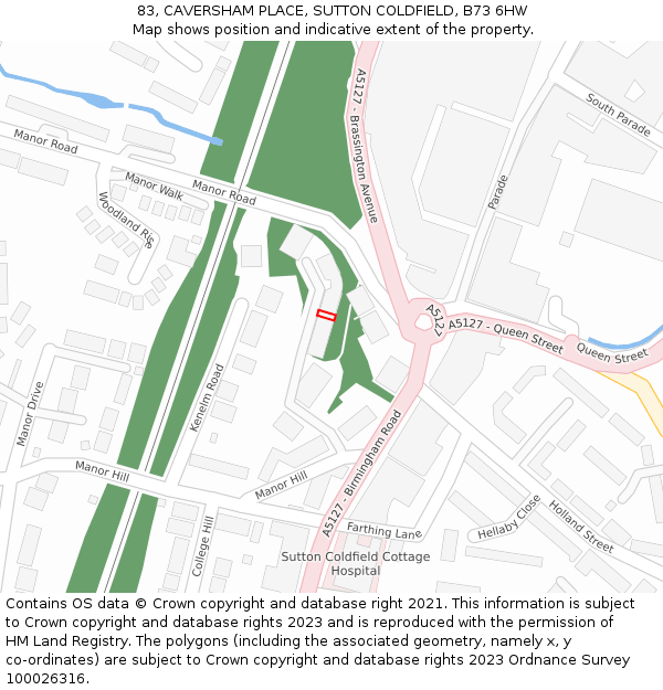 83, CAVERSHAM PLACE, SUTTON COLDFIELD, B73 6HW: Location map and indicative extent of plot