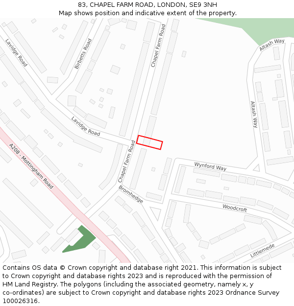 83, CHAPEL FARM ROAD, LONDON, SE9 3NH: Location map and indicative extent of plot