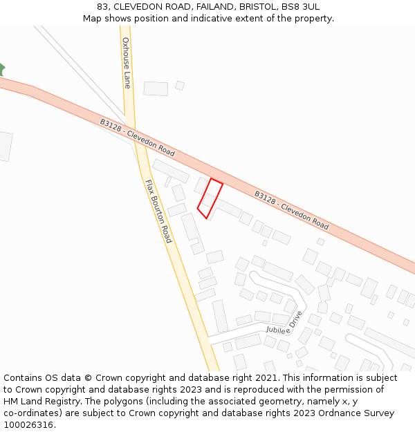 83, CLEVEDON ROAD, FAILAND, BRISTOL, BS8 3UL: Location map and indicative extent of plot