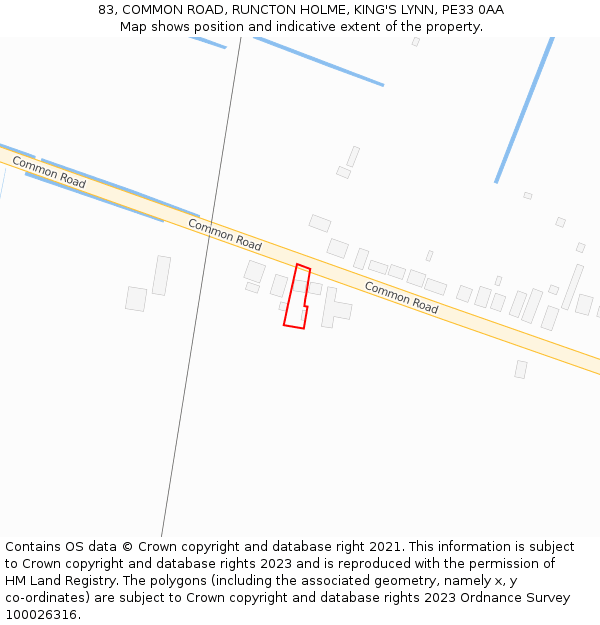 83, COMMON ROAD, RUNCTON HOLME, KING'S LYNN, PE33 0AA: Location map and indicative extent of plot