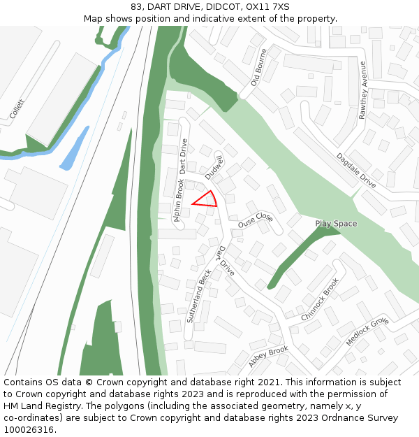 83, DART DRIVE, DIDCOT, OX11 7XS: Location map and indicative extent of plot