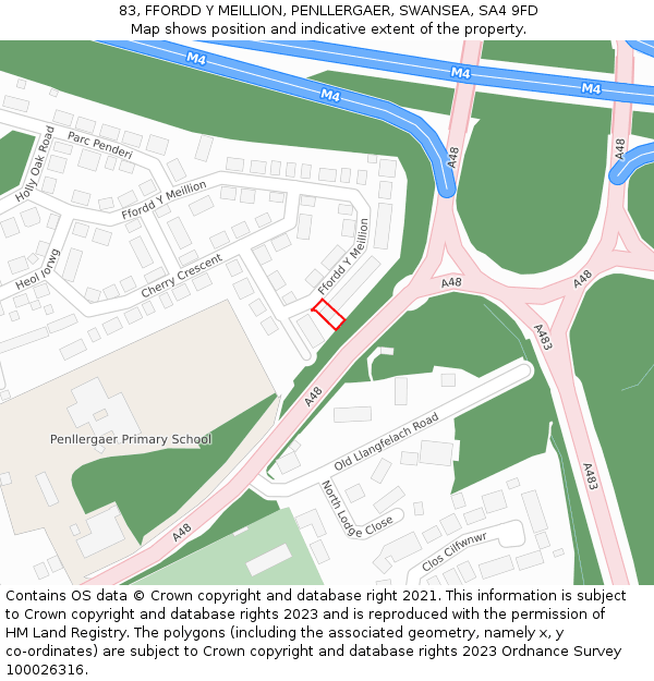 83, FFORDD Y MEILLION, PENLLERGAER, SWANSEA, SA4 9FD: Location map and indicative extent of plot