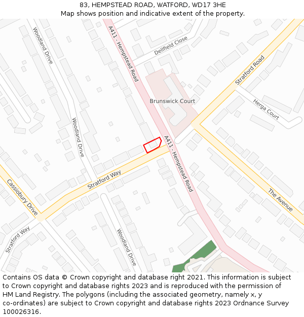 83, HEMPSTEAD ROAD, WATFORD, WD17 3HE: Location map and indicative extent of plot