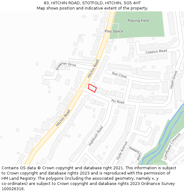 83, HITCHIN ROAD, STOTFOLD, HITCHIN, SG5 4HT: Location map and indicative extent of plot