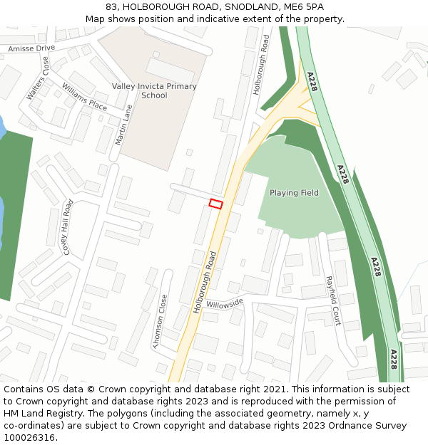 83, HOLBOROUGH ROAD, SNODLAND, ME6 5PA: Location map and indicative extent of plot