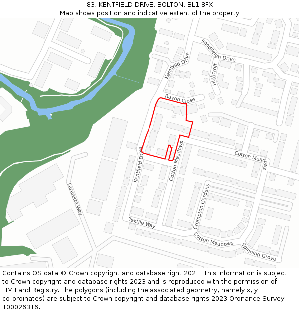 83, KENTFIELD DRIVE, BOLTON, BL1 8FX: Location map and indicative extent of plot