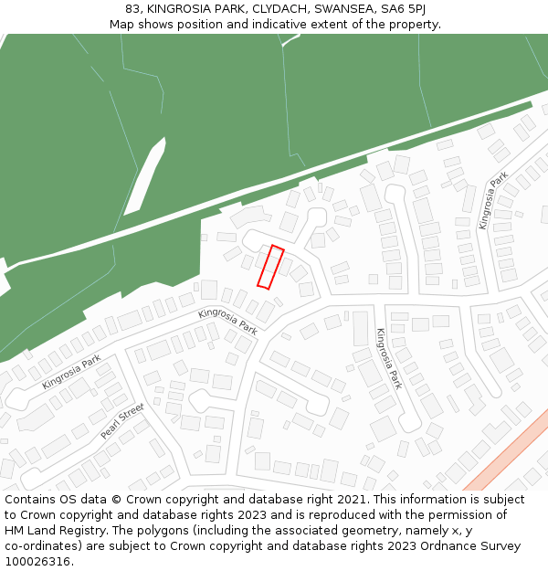 83, KINGROSIA PARK, CLYDACH, SWANSEA, SA6 5PJ: Location map and indicative extent of plot