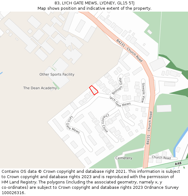 83, LYCH GATE MEWS, LYDNEY, GL15 5TJ: Location map and indicative extent of plot