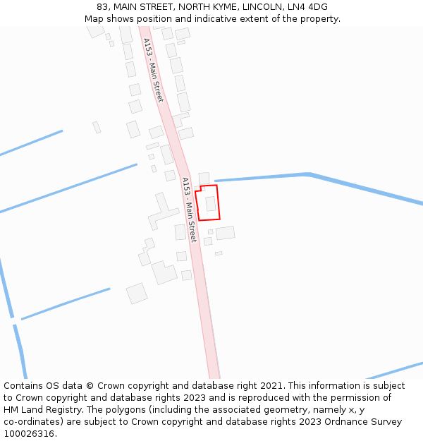 83, MAIN STREET, NORTH KYME, LINCOLN, LN4 4DG: Location map and indicative extent of plot