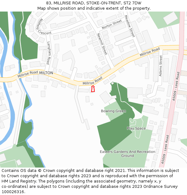 83, MILLRISE ROAD, STOKE-ON-TRENT, ST2 7DW: Location map and indicative extent of plot