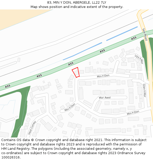 83, MIN Y DON, ABERGELE, LL22 7LY: Location map and indicative extent of plot