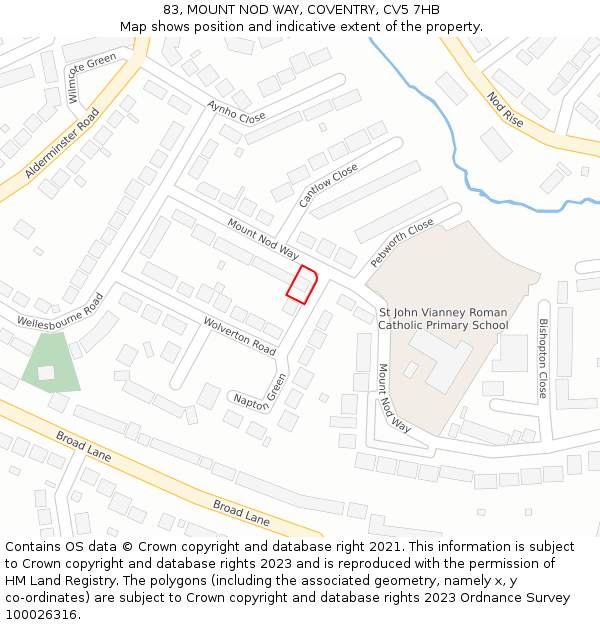 83, MOUNT NOD WAY, COVENTRY, CV5 7HB: Location map and indicative extent of plot