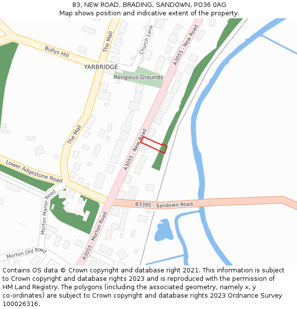 83, NEW ROAD, BRADING, SANDOWN, PO36 0AG: Location map and indicative extent of plot